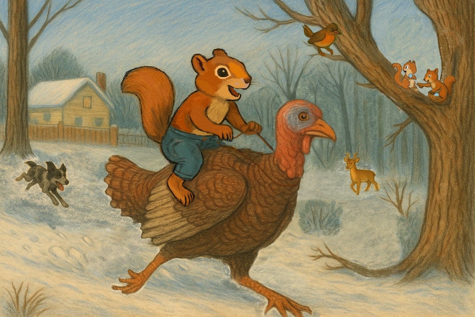 Holiday Gelt Bars — Murl rides the holiday turkey through the neighborhood, distributing gelt to squirrels of questionable moral standing.